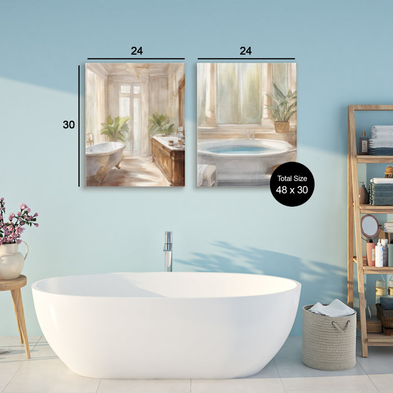 Ensemble de 2 toiles pour salle de bain Serenity Bath, design par Kim Allen, H 30 po x l 24 po