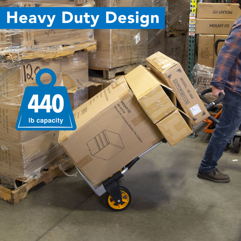 Heavy-Duty Folding Aluminum Hand Truck Dolly with Rubber Wheels