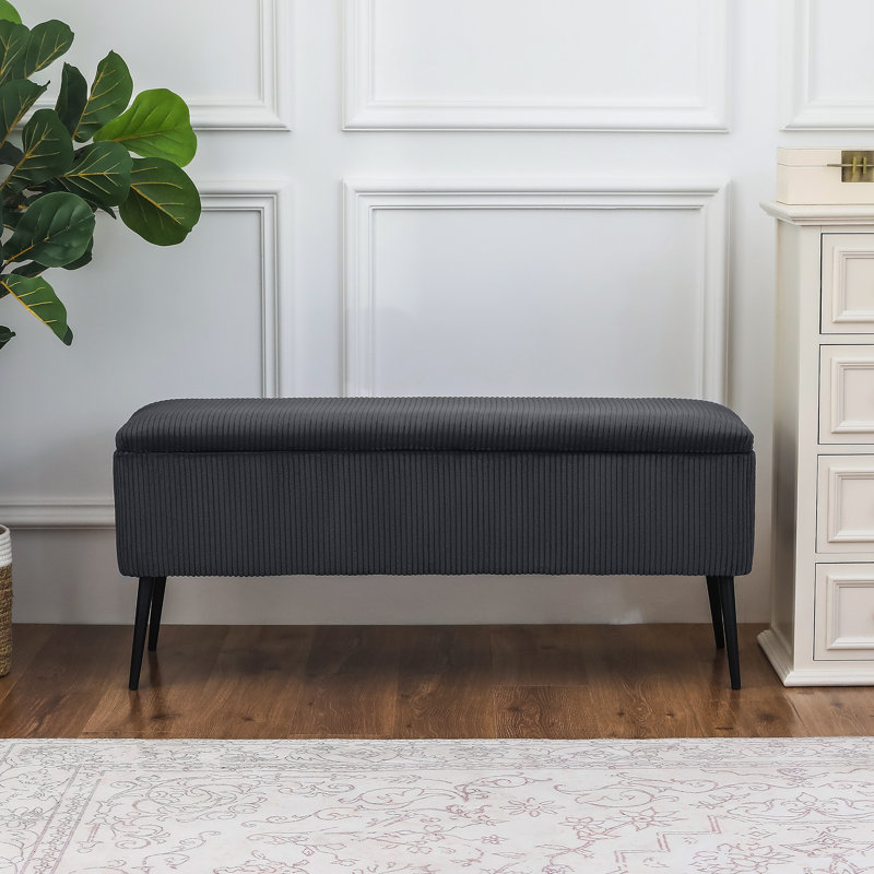 Banc de rangement rembourré en velours Darious, Orange