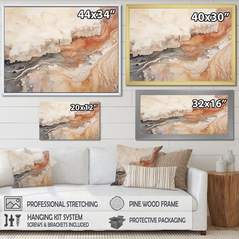 Minimalisme Geyser Landscape Tranquility I - Décoration murale Geyser, H 24 po x l 32 po x P 1 po, Cadre flottant blanc
