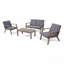 Ensemble de canapé d'extérieur 4 pièces avec causeuse, fauteuils club, table basse, structure en bois et coussins 4 pièces-1186694295