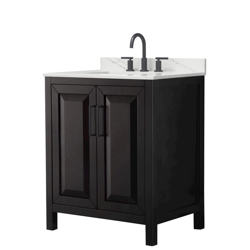 Daria 30'' W Vanity, Matte Black, Brown, Giotto Quartz