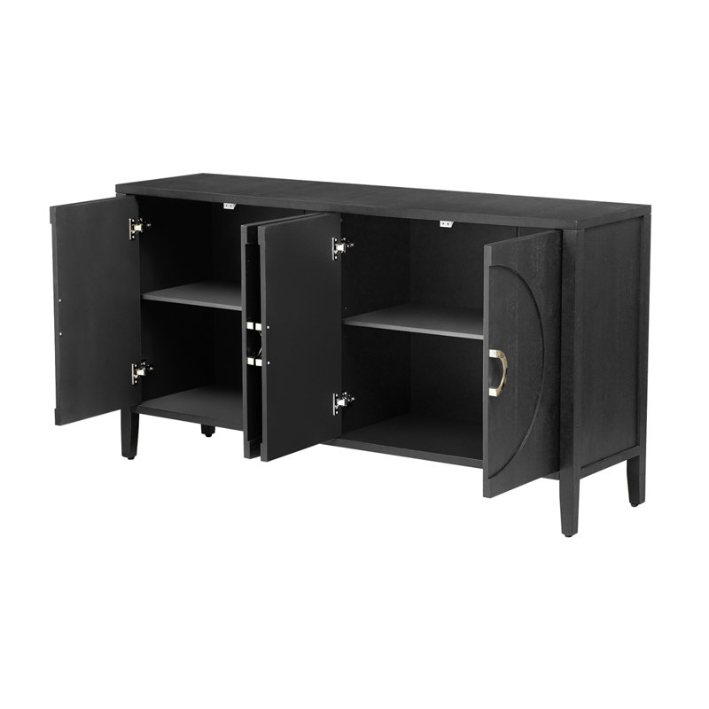 Armoire sophistiquée en placage de sapin avec finition texturée, Noir, noir, noir, noir