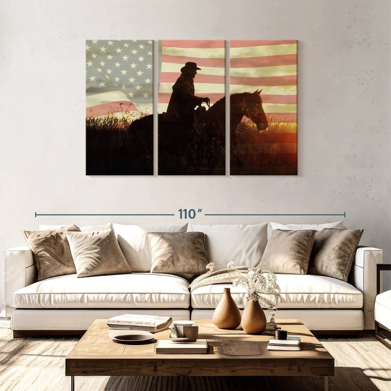 Lelar Cowboy US Flag, 48" H x 74" W