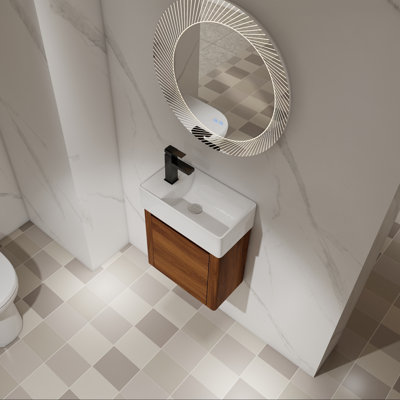 Meuble-lavabo mural moderne avec lavabo en céramique et porte à fermeture en douceur