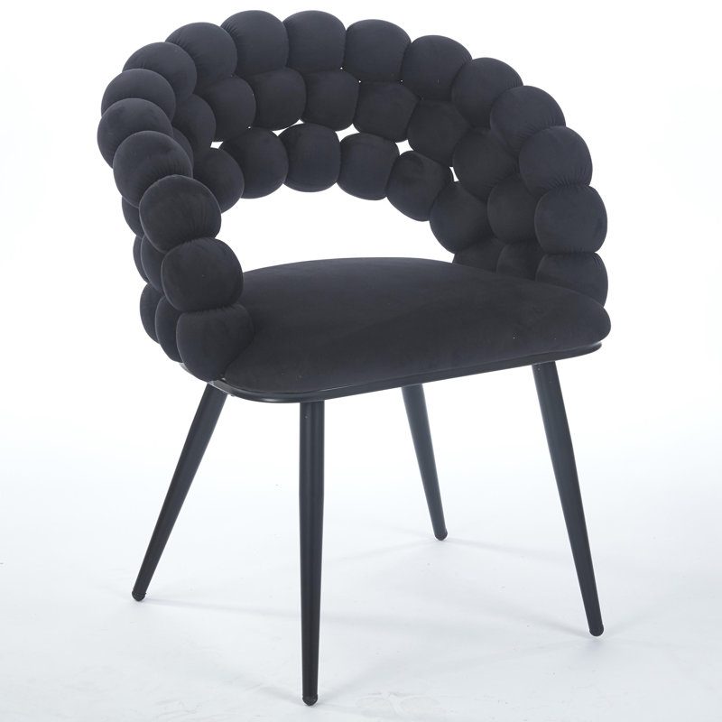 Modern Chair(Set Of 2 ) With Iron Tube Legs,  Soft Cushions And Comfortable Backrest, Suitable For Dining Room, Living Room, Cafe,Hairball Back