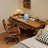 Brown Rectangular Solid Wood with 2 drawers desk