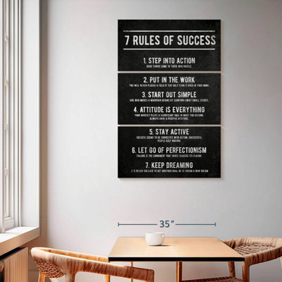 " 7 Rules Of Success Inspirational Typography " 3 - Pieces