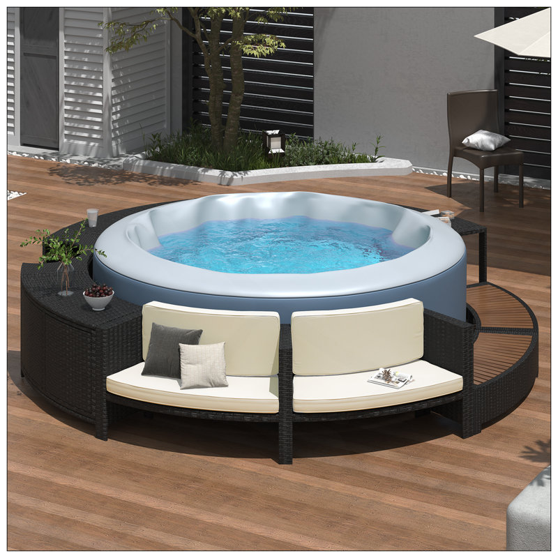 Ensemble de canapé Spa avec rangement, coussins confortables pour la détente dans le patio et la cour arrière, Beige