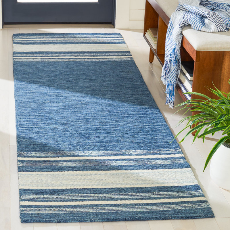 Tapis d'intérieur en laine à rayures Thaxton, Tapis de couloir 2 pi 3 po x 8 pi