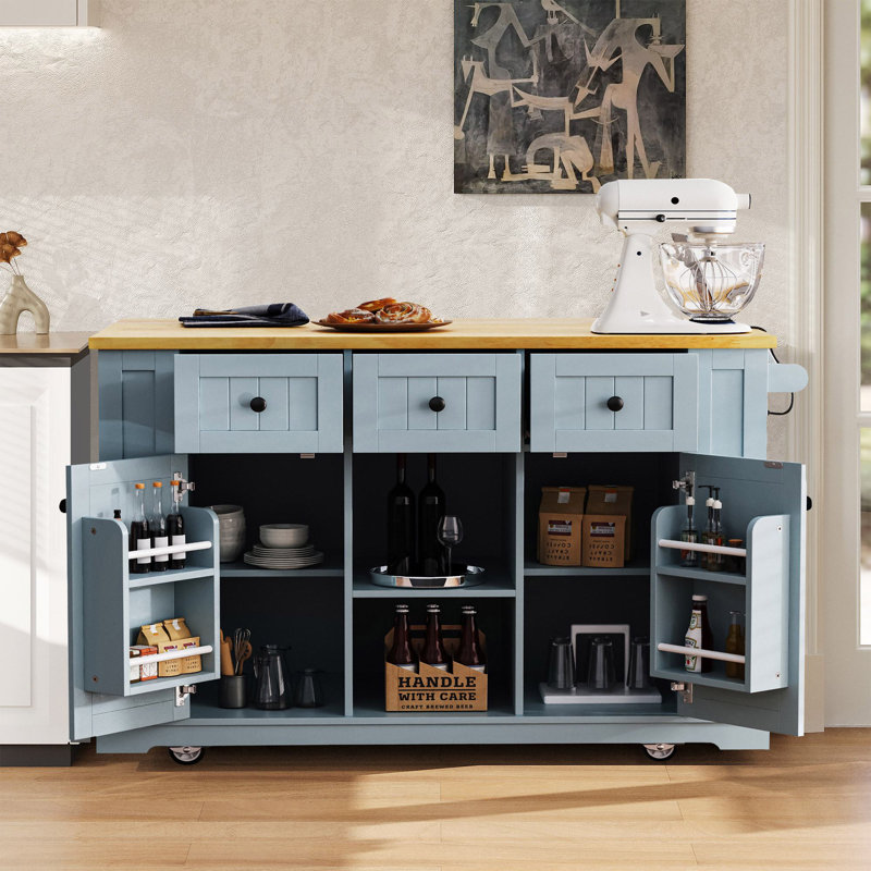 Allycia 53'' Kitchen Island With Drop Leaf, Gray