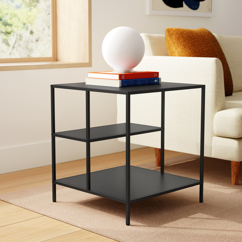 Level Stainless Steel Top End Table, Blackened Bronze