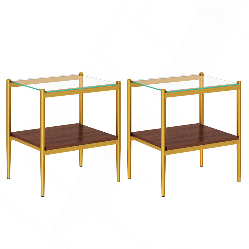 3-Piece Coffee Table & End Tables Set, Clear, Yellow