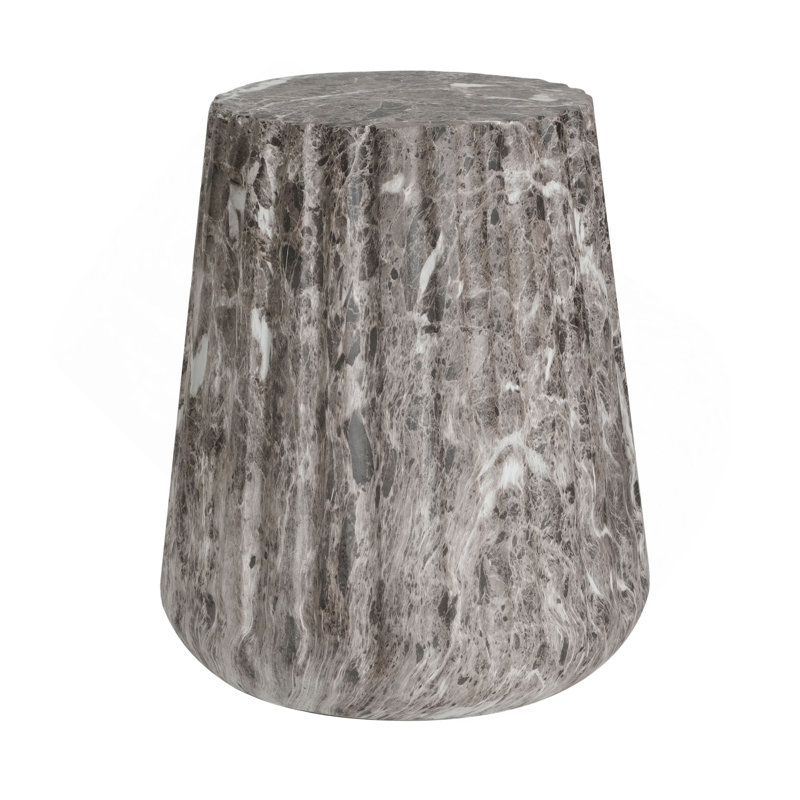 Outdoor Cleme Carved Side Table, End Table, Brown