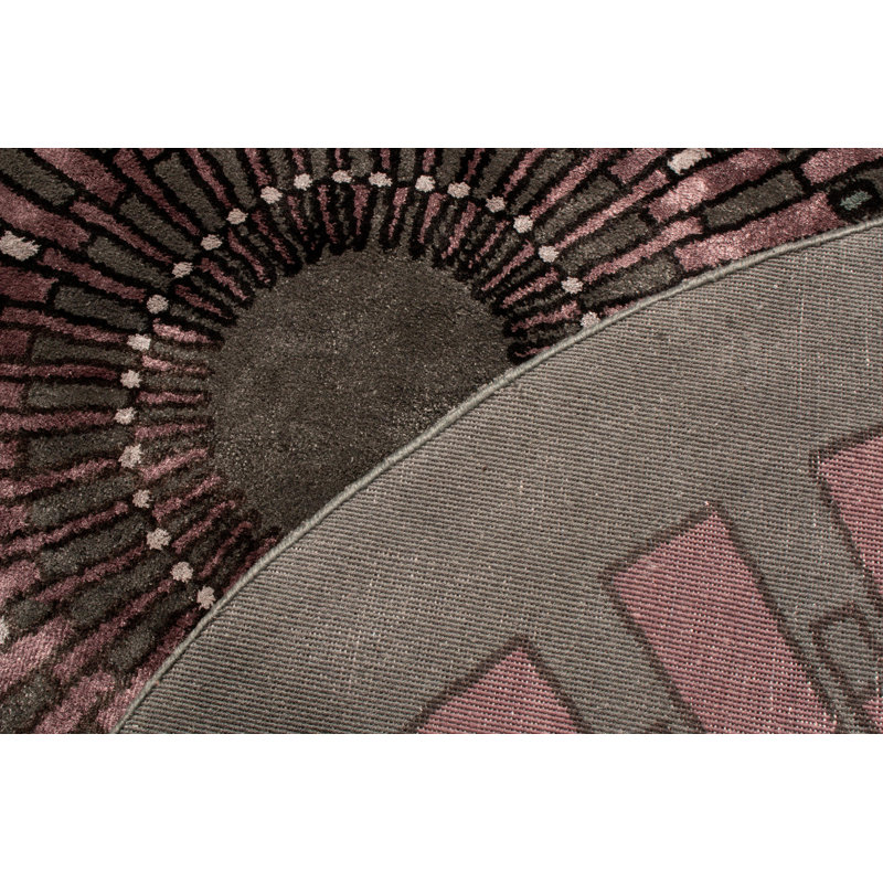 Rug & Kilim’S French Art Deco Circle Rug With Purple Geometric Pattern, Rectangle 8' x 10'