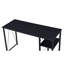 Bureau d'écriture au fini noir, tablette à 2 niveaux, base en métal pour bureau avec base ouverte, rehaussant votre décoration intérieure