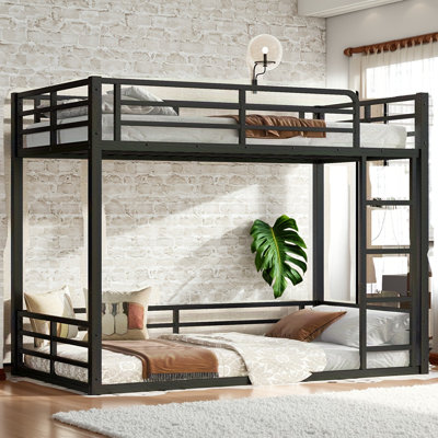 Space-saving Twin Xl Over Twin Xl Low-profile Bunk Bed – Heavy-duty Metal Frame, Noise-reduced, Full-length Guardrails, Matte Black