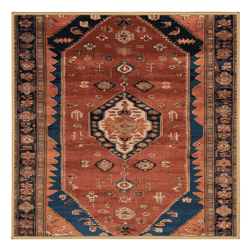 Tapis brun lavable à la machine, Carré 8 pi