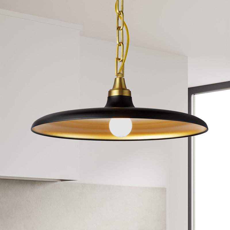 Dillsboro 1 - Light Pendant, 7" H x 18" W x 18" D, Matte Black, Aged Brass