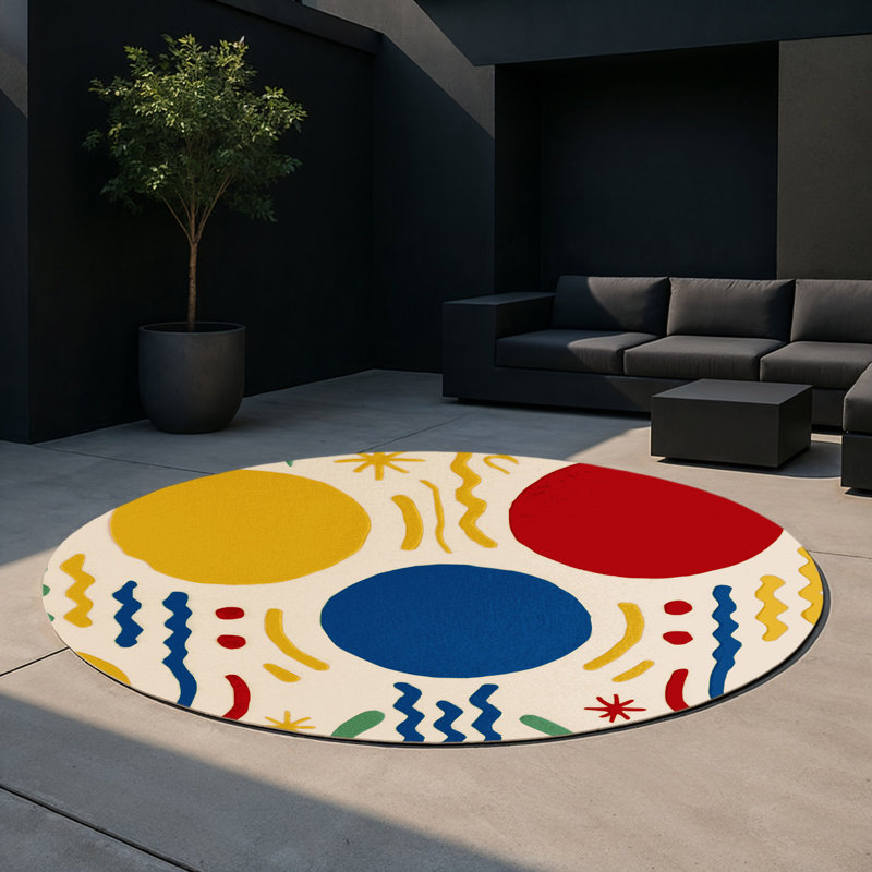Breezy Dash Indoor And Outdoor Area Rug, Round 5'
