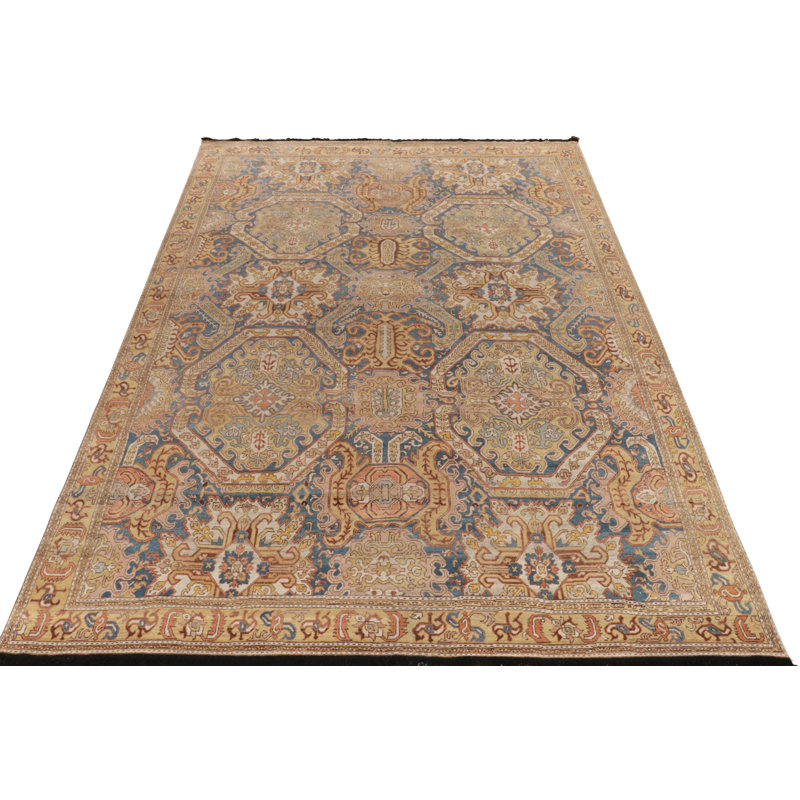 Burano Hand Knotted Wool Floral Area Rug, Rectangle 4' x 6'
