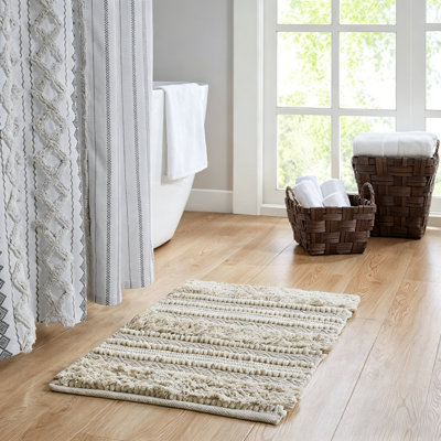 Woven Texture Stripe Bath Rug Natural 20X32"