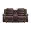 Ensemble 3 pièces: canapé inclinable, causeuse console et fauteuil inclinable oscillant avec éclairage DEL, brun-583402042