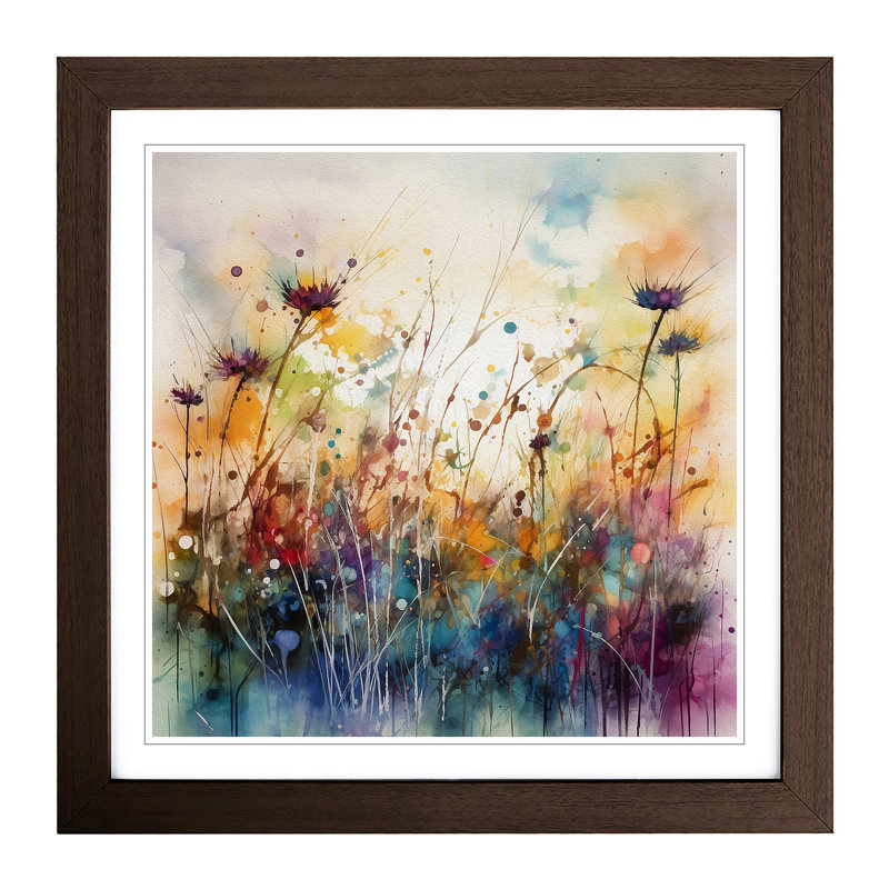 Meadow No.4 - Single Picture Frame Print on Wood, Walnut