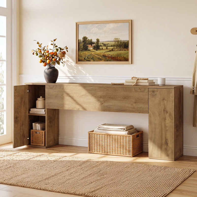 Console très longue 78,7 po avec 2 armoires cachées, table d'entrée pour le salon et le couloir