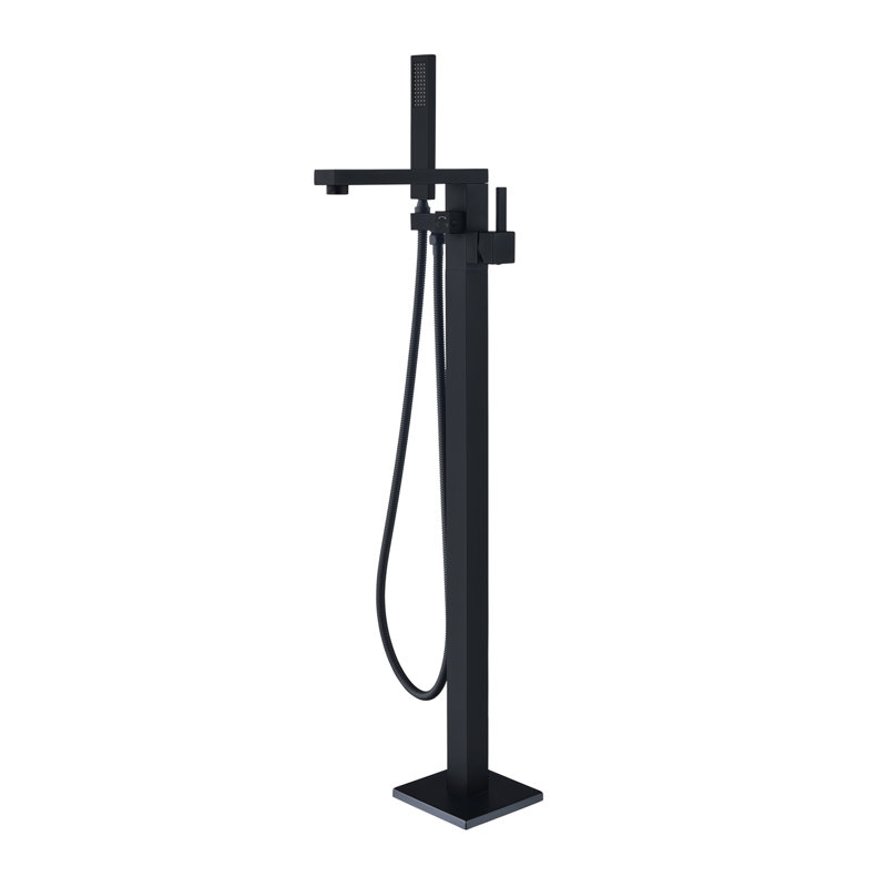 Campia Floor Tub Filler with Diverter, Matte Black