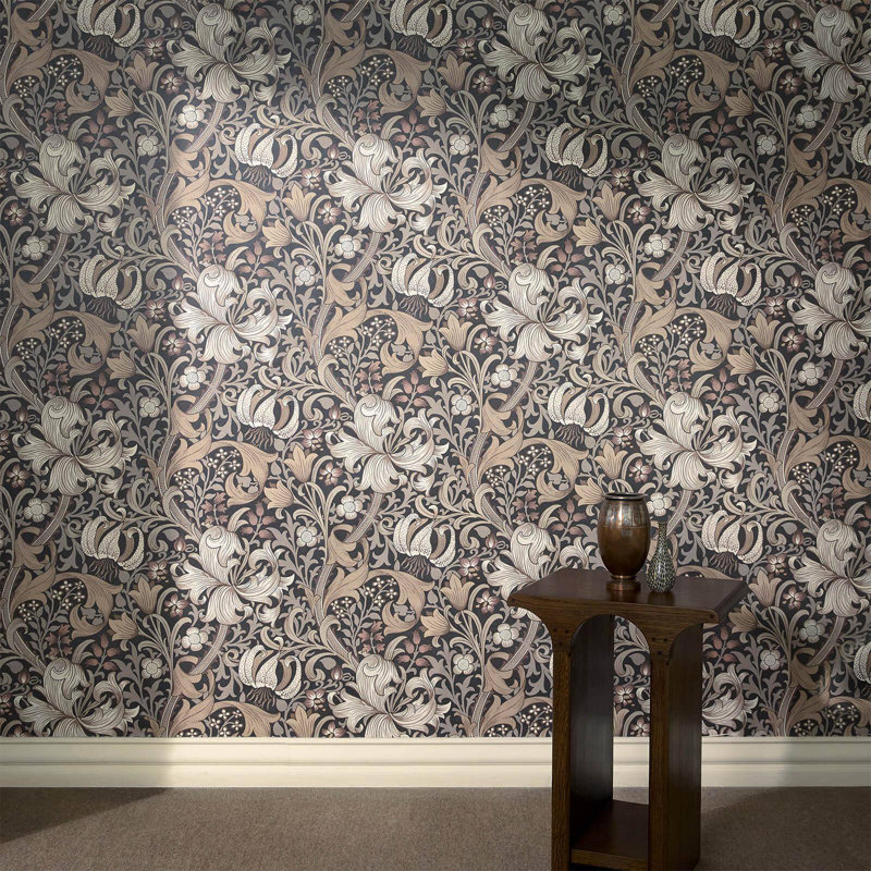 GOLDEN LILY Wallpaper - Black 9'10" - full height wallpaper