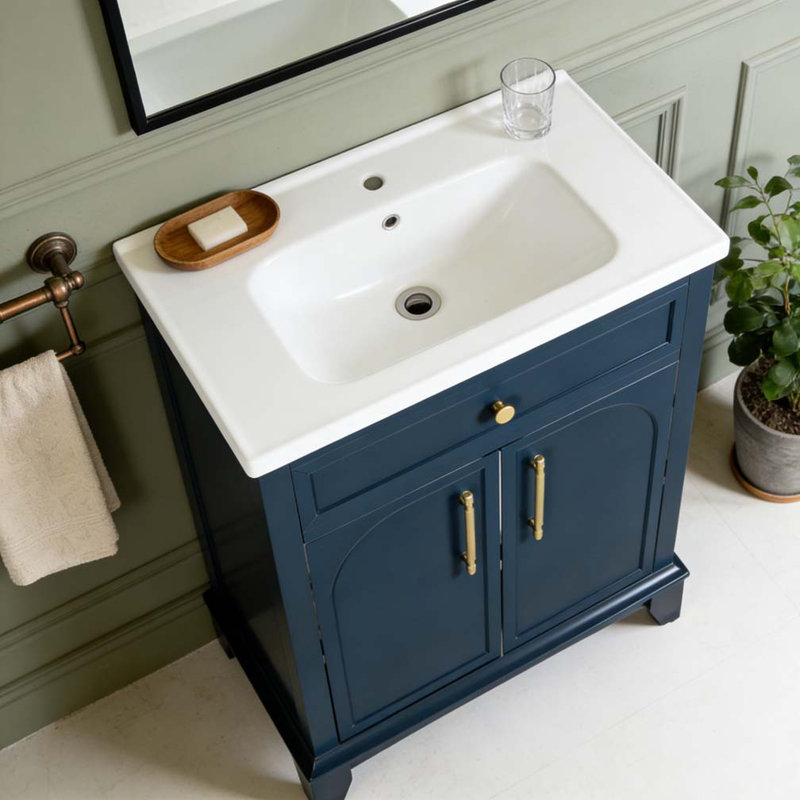 Ensemble de meuble-lavabo moderne 28 "avec surface peinte 28", Bleu