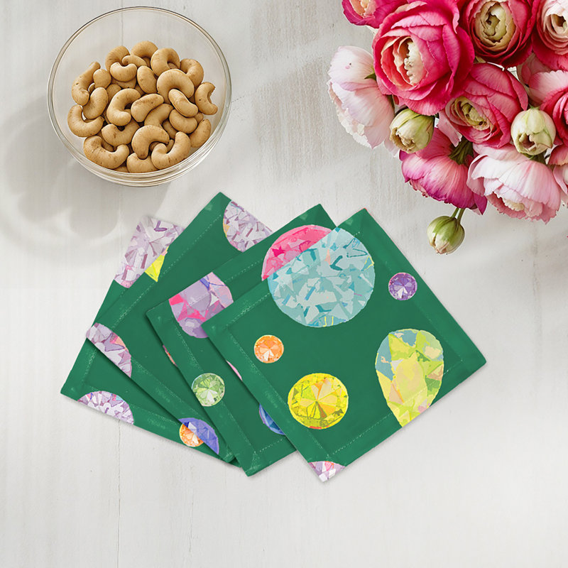 Jewel Cotton Sateen Cocktail Napkins, Green