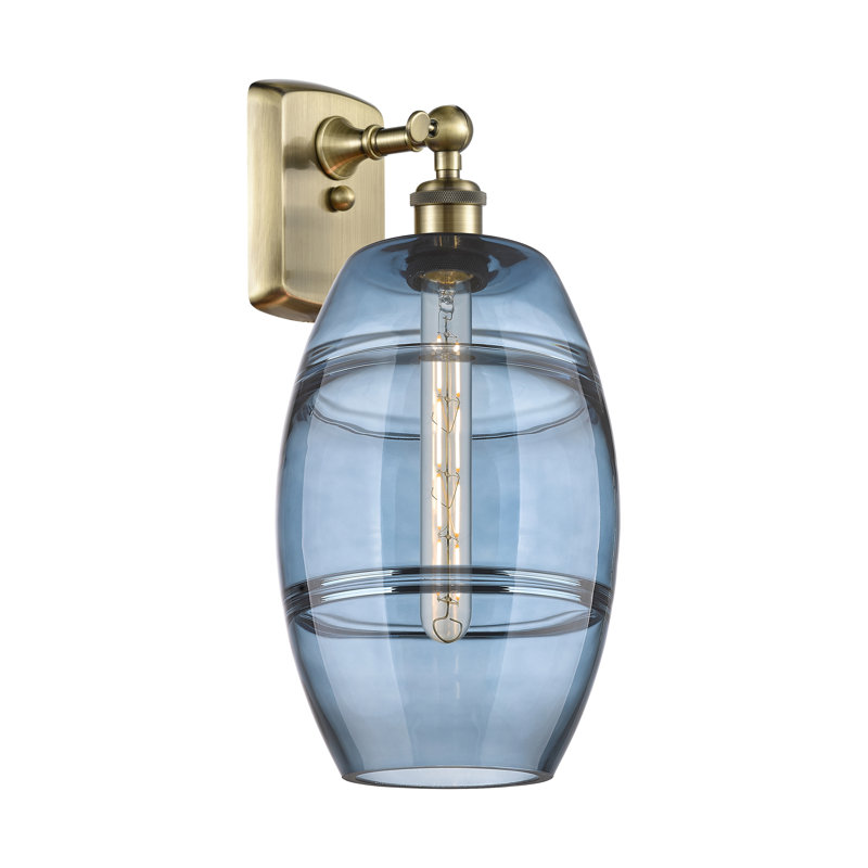 Applique murale en acier Bettylou, Laiton antique, H 10,88 po x l 8 po x P 8,13 po, Bleu princesse