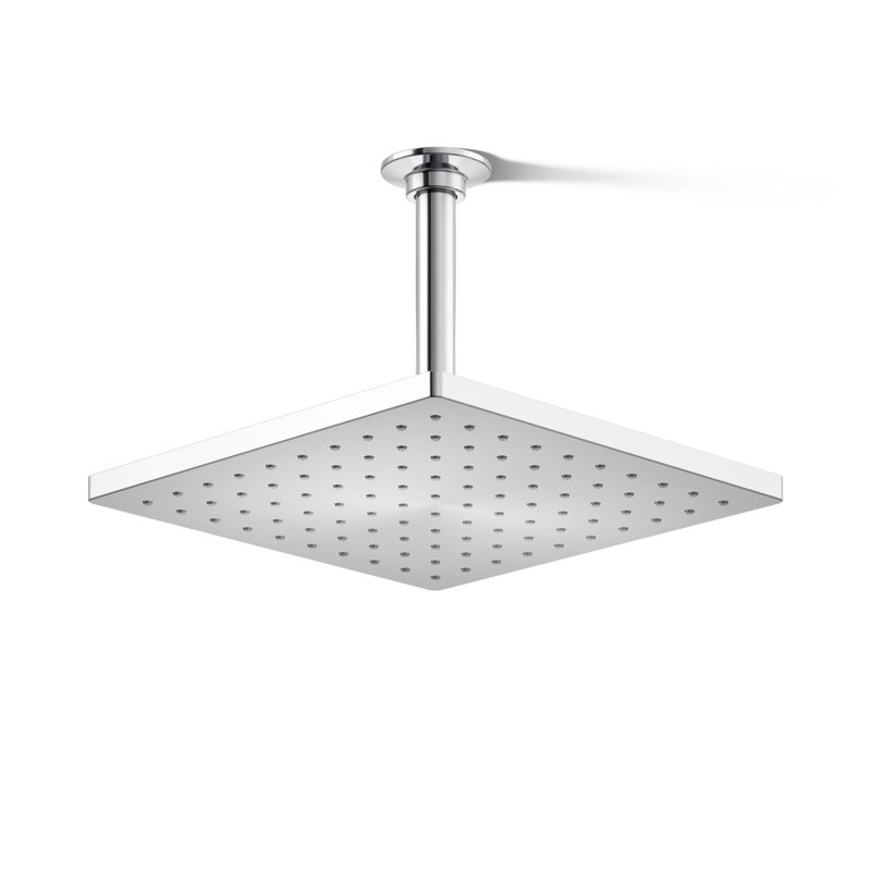 Pomme de douche carrée à fixation murale ou au plafond à fonction unique 10 po Honesty 2,5 GPM, Chrome poli
