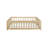 Queen Size Floor Bed with Safety Guardrails, Fence and Door, Rubberwood Kids Bed, Natural