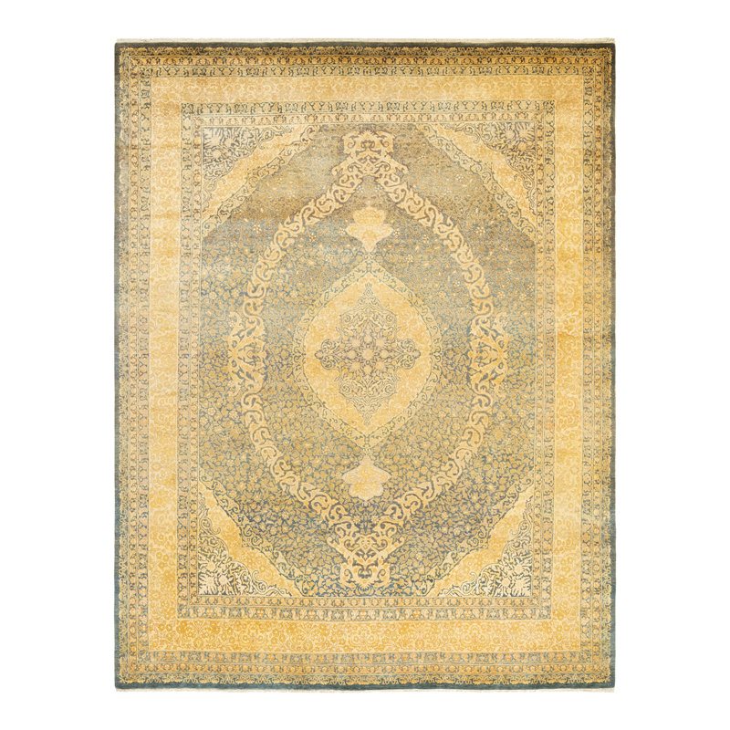 Tapis unique noué à la main Jahzari Mogul - gris, 8 pi 1 po x 10 pi 5 po