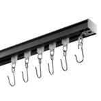 Rail / tringle à rideaux, ensemble de rails de montage au plafond avec crochets à roulettes, rail de rideaux pour salon, chambre à coucher, cloison