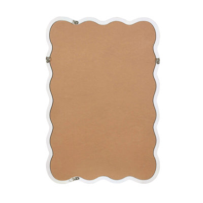 White Color 24"X36" Wavy Rectangle Solid Wood Frame Decorative Mirror,For Bedroom, Bathroom, Living Room, Entryway