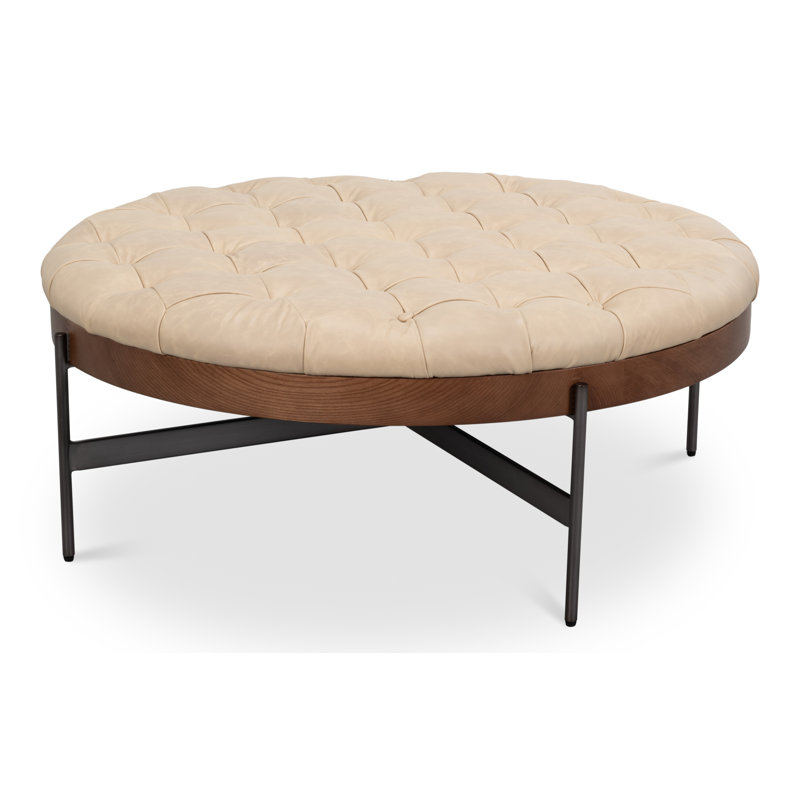 Corbet Round Ottoman, Cappucino White