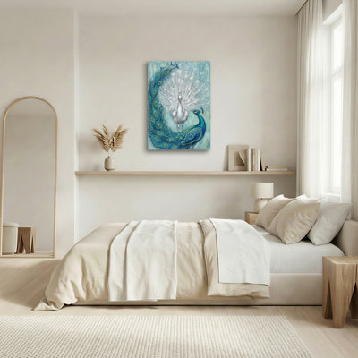 "Gallery Wrap", art mural sur toile pour le salon, la chambre à coucher, le bureau ou le vestibule - décoration murale décorative avec art paon