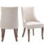 Chaise d'appoint de salle à manger capitonnée en tissu de lin moderne (ensemble de 2)-603881131