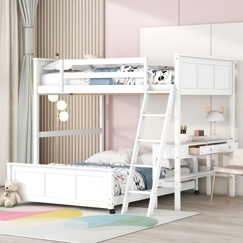 Bunk Bed With Desk, White