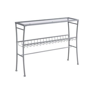Accent Table 12"W x 41.8"D x 32"H Metal 1 Pc Silver Console