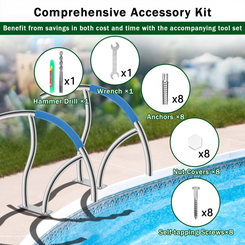 Pool Railings For Inground Pools, 2 Pack 30"X 30" In Ground Pool Handrail