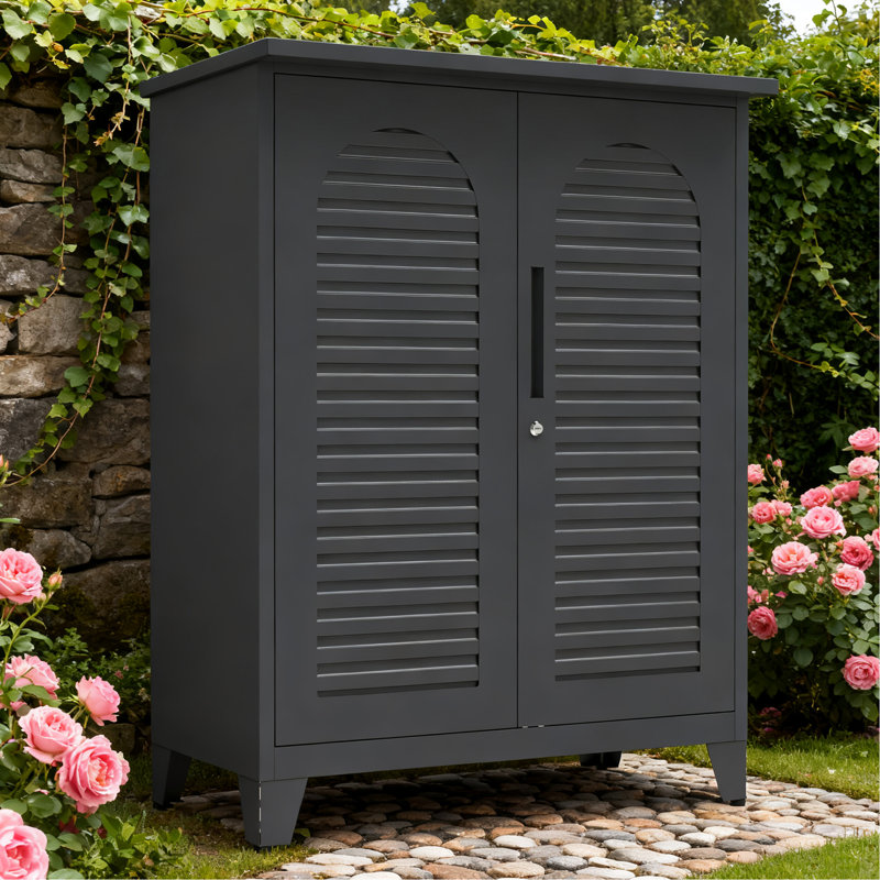 Armoire à outils de 47 po de hauteur en ardoise pour garage, salle de bain, buanderie, atelier de rangement en métal, espaces extérieurs bien organisés, utilisation flexible