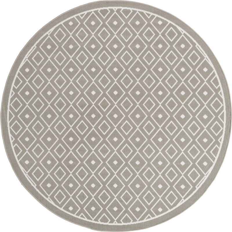 Outdoor Preen Area Rug Stone Color, Round 7'