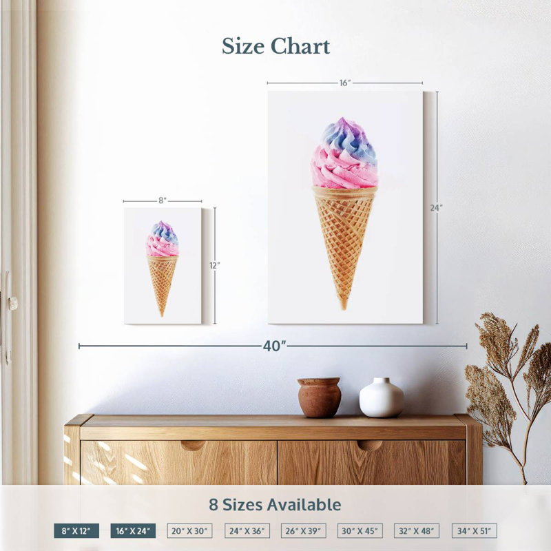 Yarlin Pink Ice Cream, 12" H x 8" W