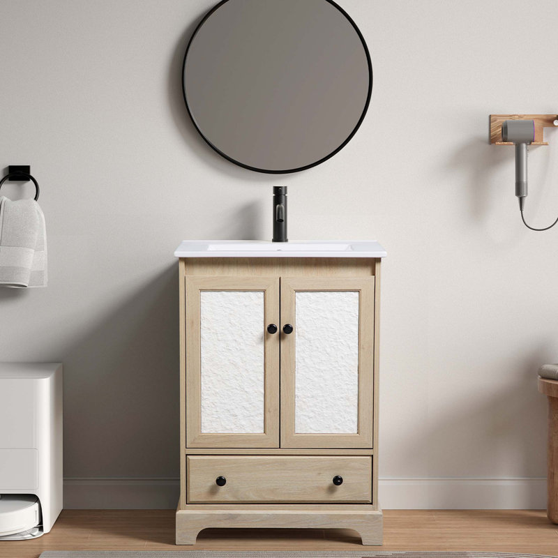 Base de meuble-lavabo de salle de bain en bois prêt à assembler 24 po de largeur sans lavabo