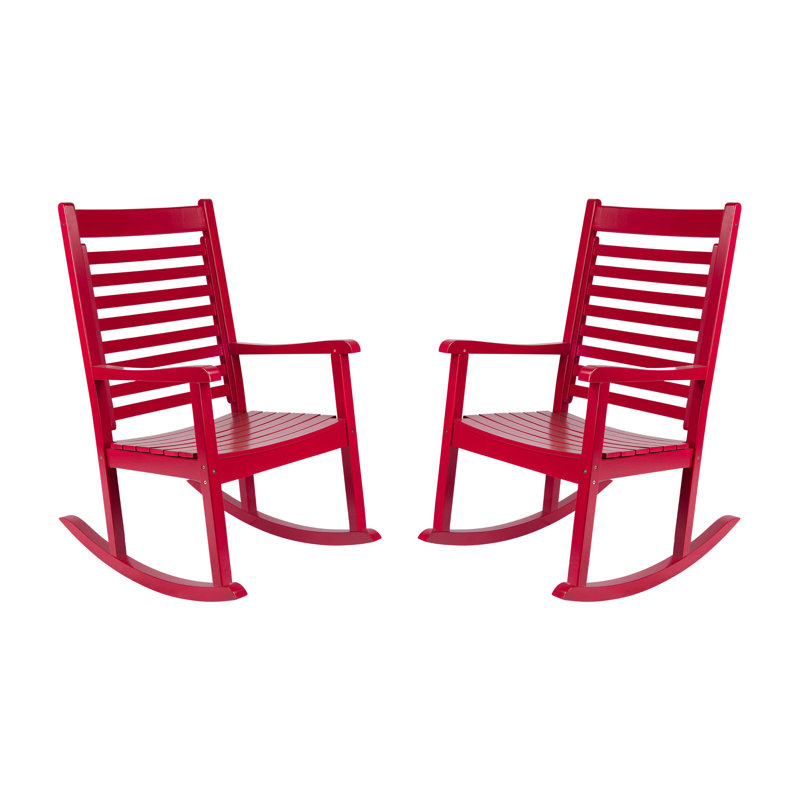 Chaise berçante surdimensionnée en bois massif pour l'intérieur et l'extérieur Royal (ensemble de 2), Rouge
